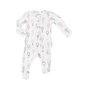 Angel Dear Bamboo Ruffle Back Footie Pink Tennis Newborn NWT